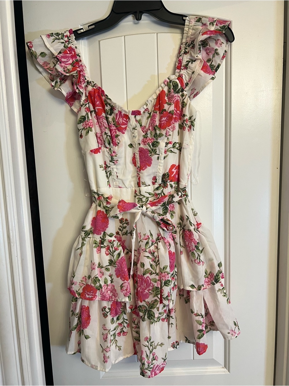 Crystal Doll Francesca’s White Sundress with Pink Floral Print
